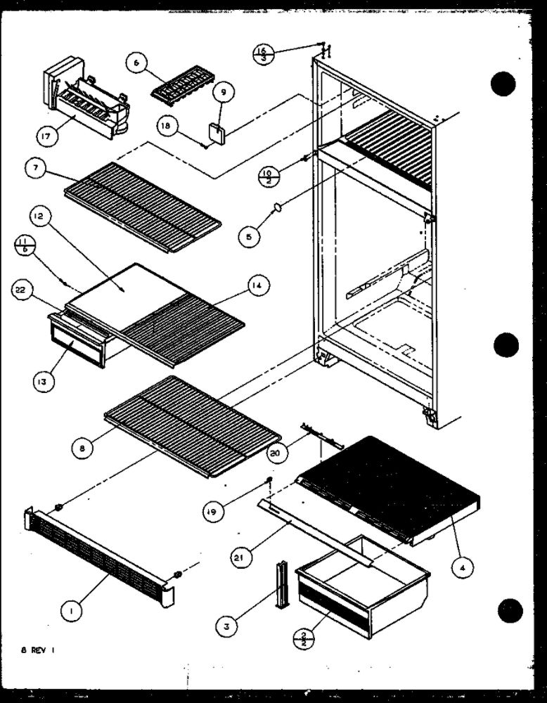 Shelves Diagram and Parts List for IC3N-P1110701W-TM  Amana Refrigerator