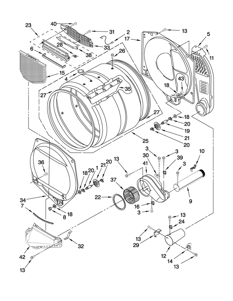 Bulkhead Parts Diagram and Parts List for MDG17CSBGW0  Maytag Dryer