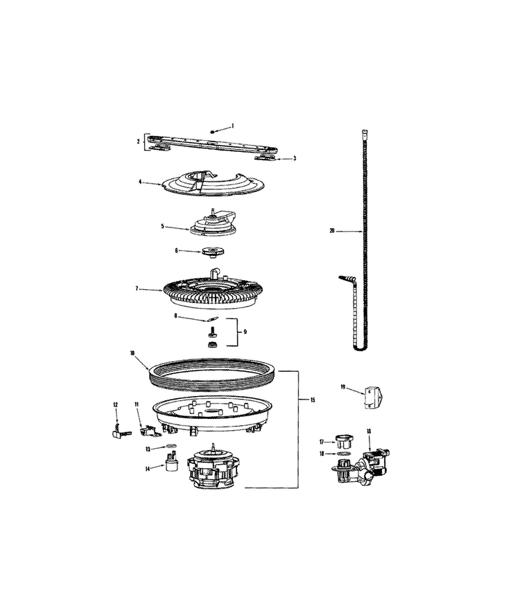 Pump And Motor Diagram and Parts List for MDB8551AWB  Maytag Dishwasher
