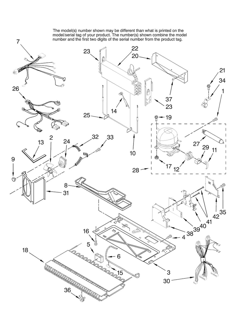 Unit Parts Diagram and Parts List for JFC2089HES13  Jenn-Air Refrigerator
