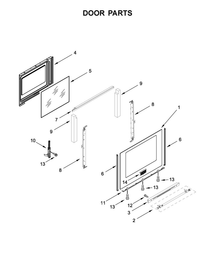 Door Parts Diagram and Parts List for MGR8800FB0  Maytag Range