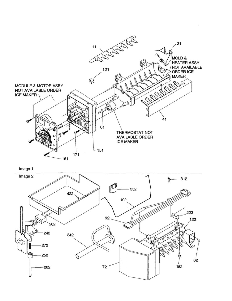 Icemaker Assembly Diagram and Parts List for BR18V1C-P1320707WC  Amana Refrigerator