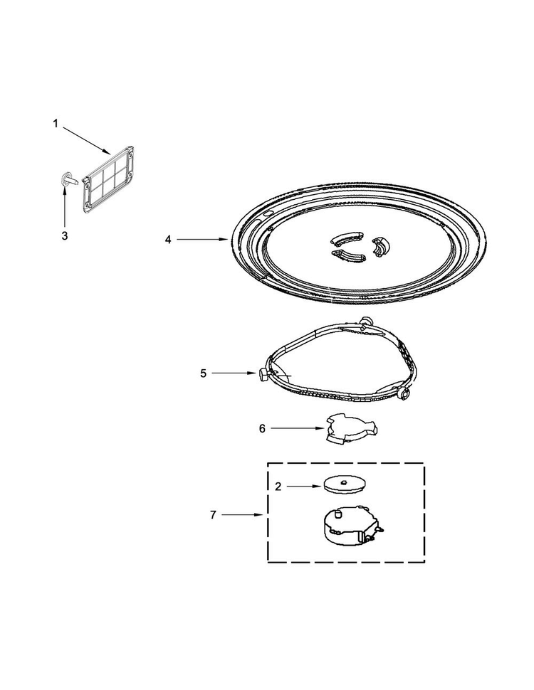 Turntable Parts Diagram and Parts List for MMV1174DH3  Maytag Microwave