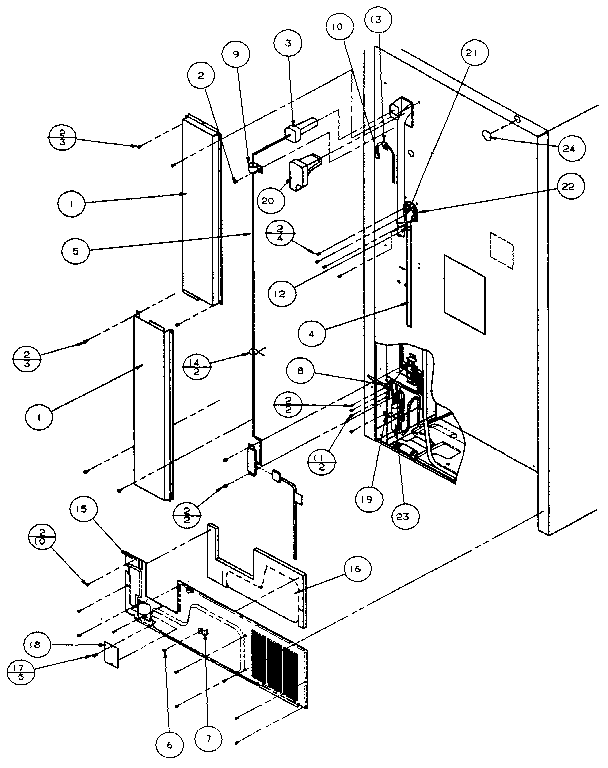 Cabinet Back Diagram and Parts List for TX22R-P1157702W  Amana Refrigerator