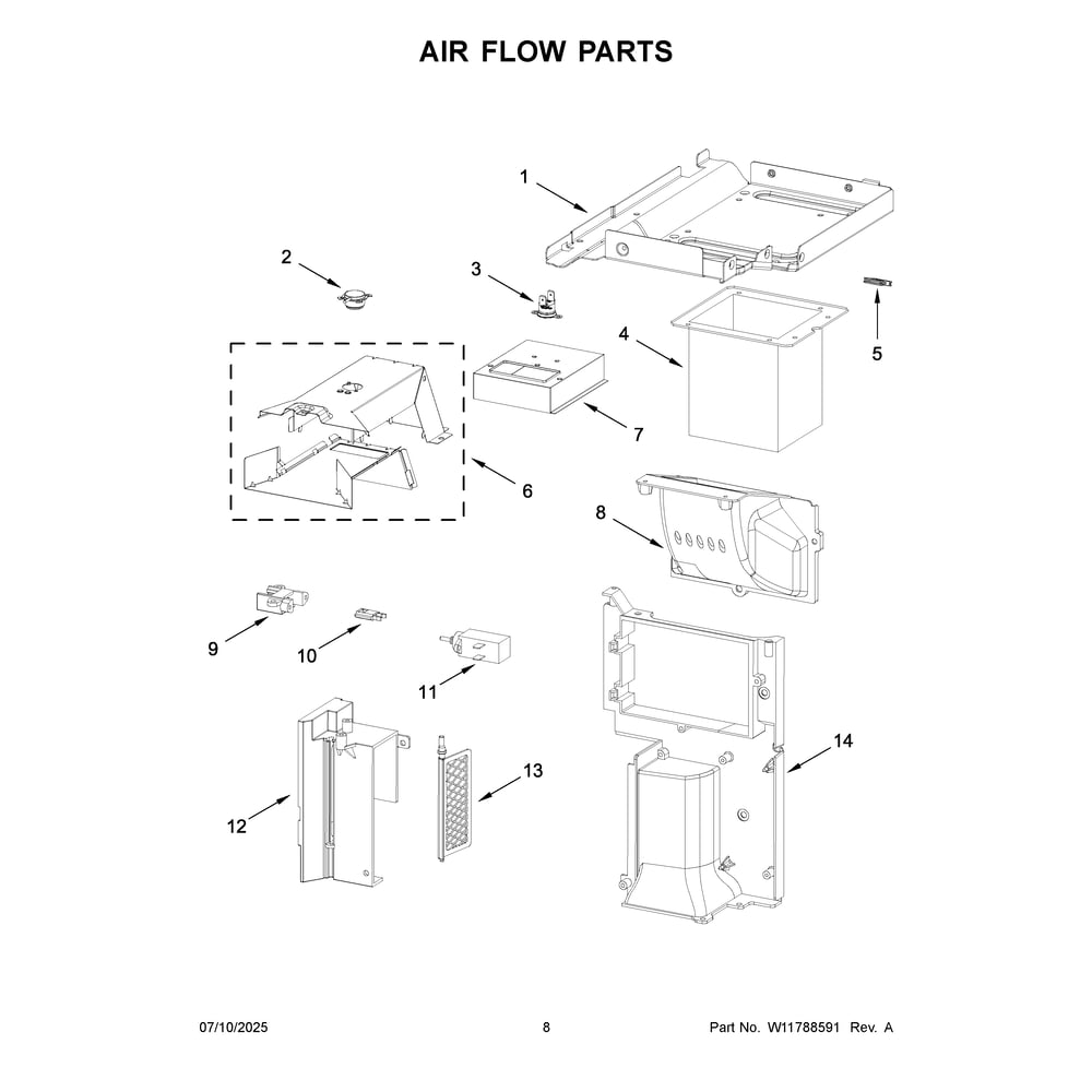 Air Flow Parts Diagram and Parts List for JOETC330SM00  Jenn-Air Microwave