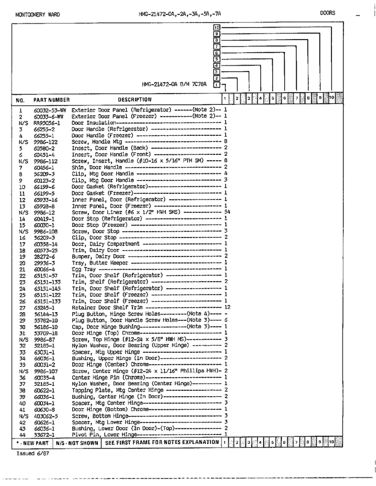 Doors/misc Page 2 Diagram and Parts List for 21472A  Admiral Refrigerator