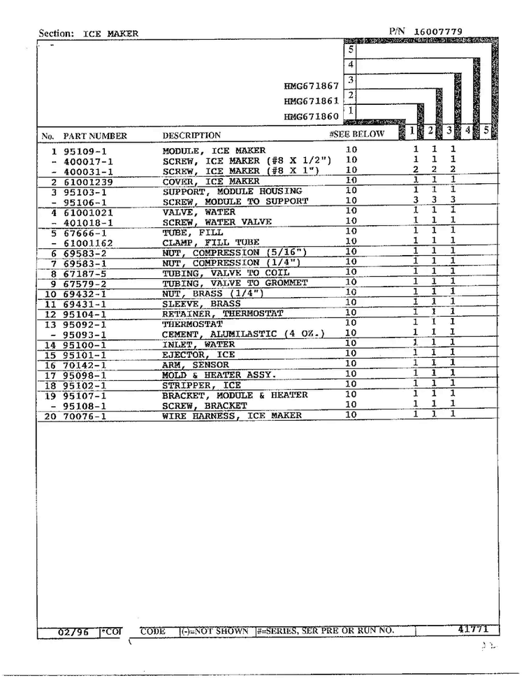 Ice Maker Page 2 Diagram and Parts List for HMG671860  Admiral Refrigerator
