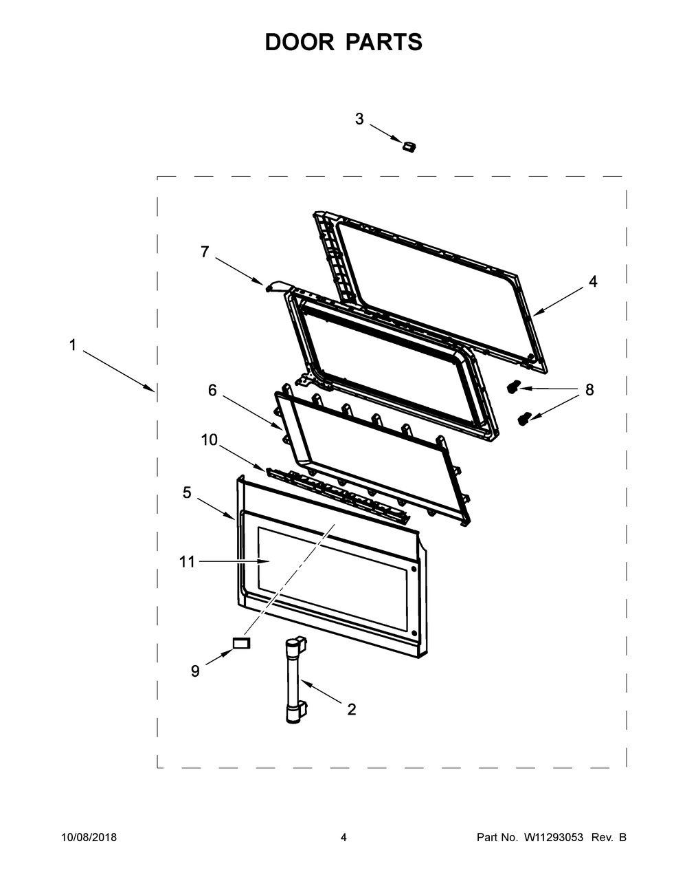 Door Parts Diagram and Parts List for MMV4206FZ5  Maytag Microwave