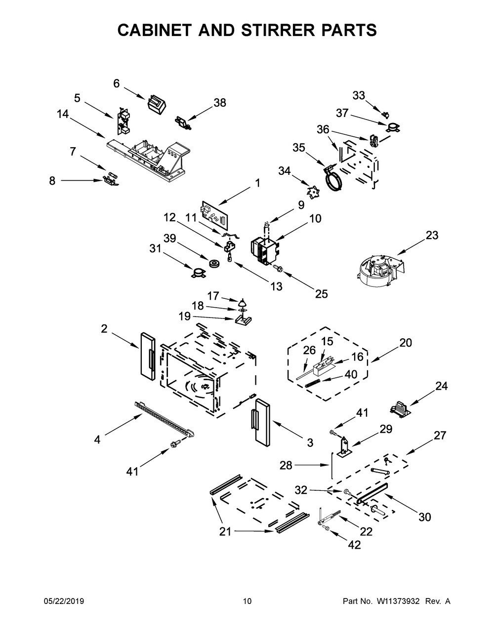 Cabinet And Stirrer Parts Diagram and Parts List for JMW2430IL02  Maytag Microwave Oven Combo