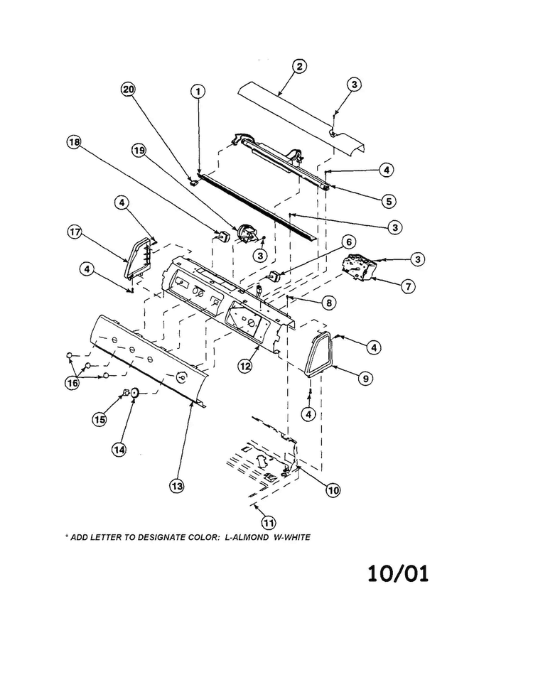 Graphic Panel, Control/controls Diagram and Parts List for LW6163WM-PLW6163WMA  Amana Washer