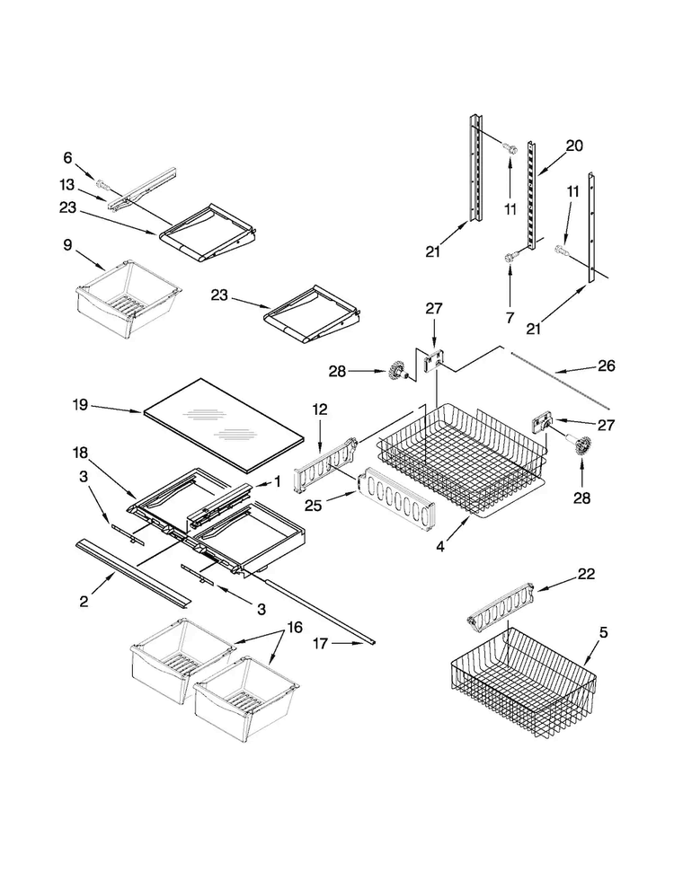 Shelf Parts Diagram and Parts List for ABB2224BRB00  Amana Refrigerator