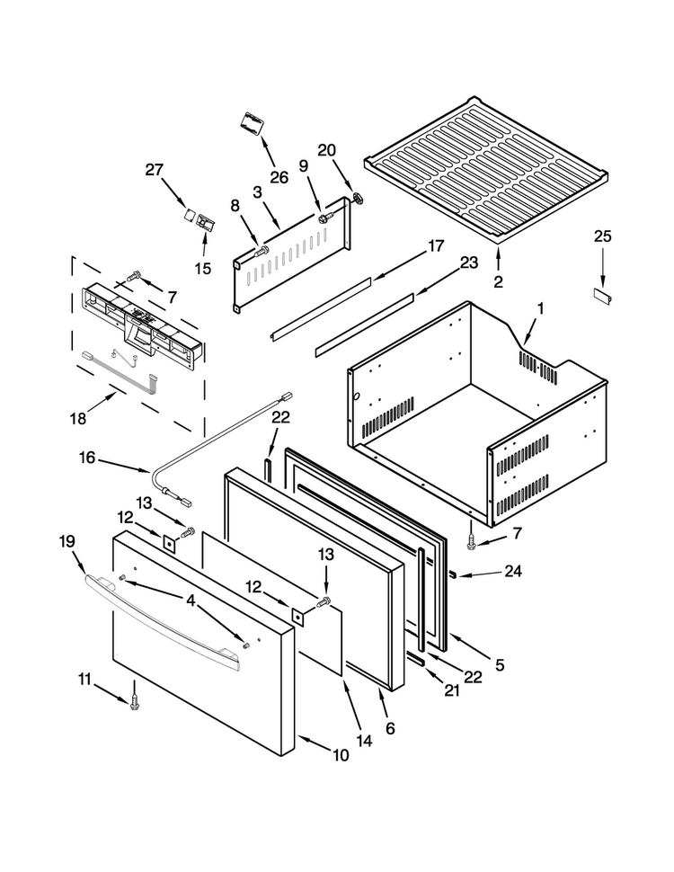 Upper Drawer Parts Diagram and Parts List for JUD24FCERS00  Jenn-Air Refrigerator