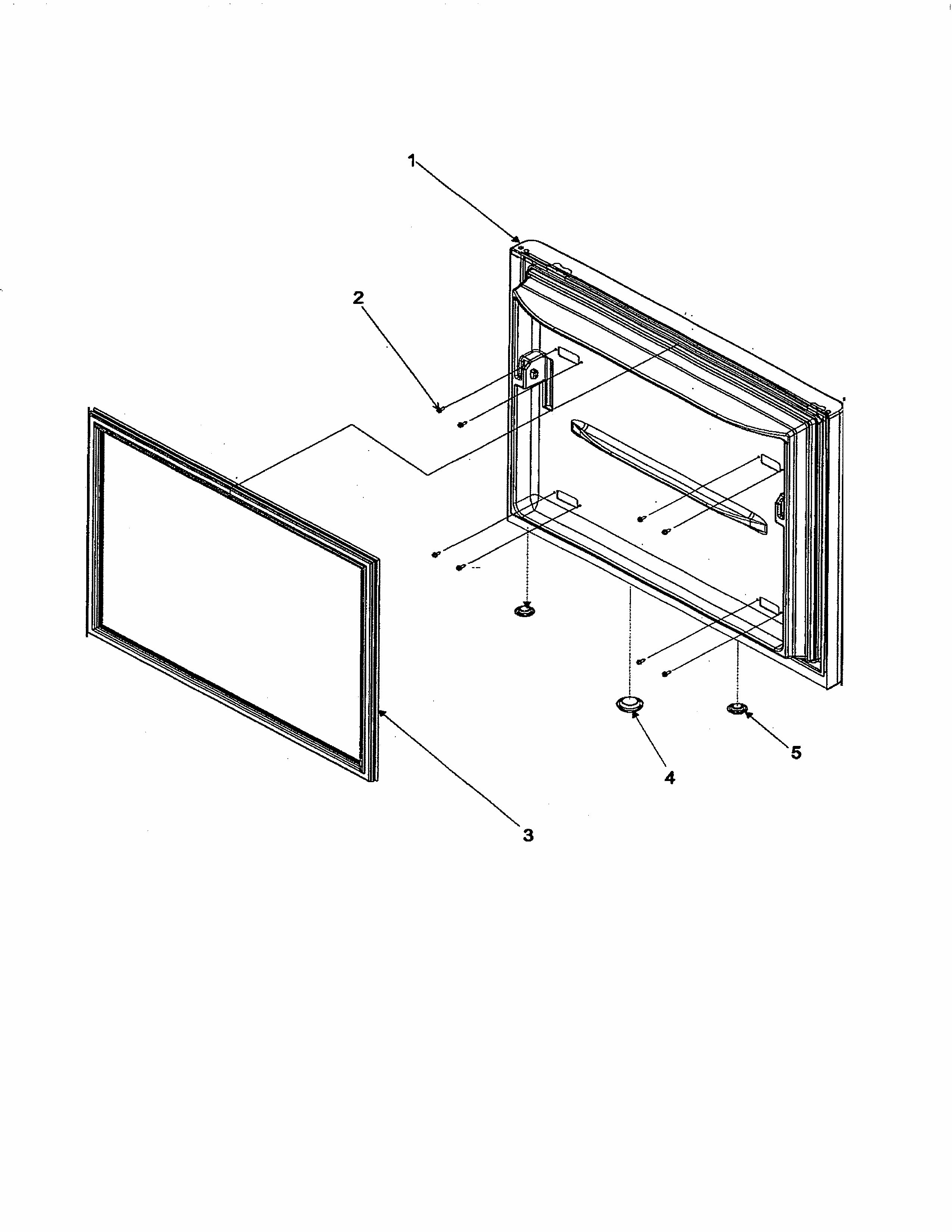 Freezer Door Diagram and Parts List for 59673502203  Kenmore Refrigerator