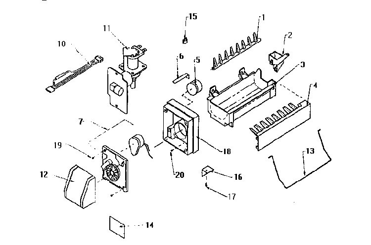 Compact Ice Maker D7824702 Diagram and Parts List for TW18S2W-P1194401W  Amana Refrigerator