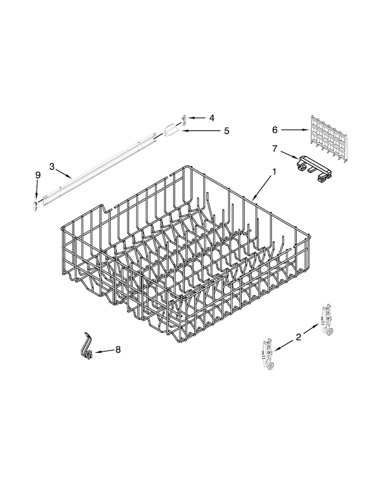 Upper Rack And Track Parts Diagram and Parts List for ADB1400PYB5  Amana Dishwasher