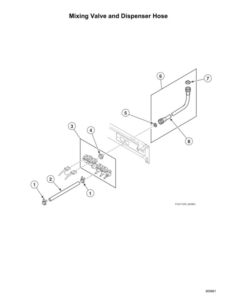 Mixing Valve And Dispenser Hose Diagram and Parts List for AFNE9BSP115TN13  Speed Queen Washer
