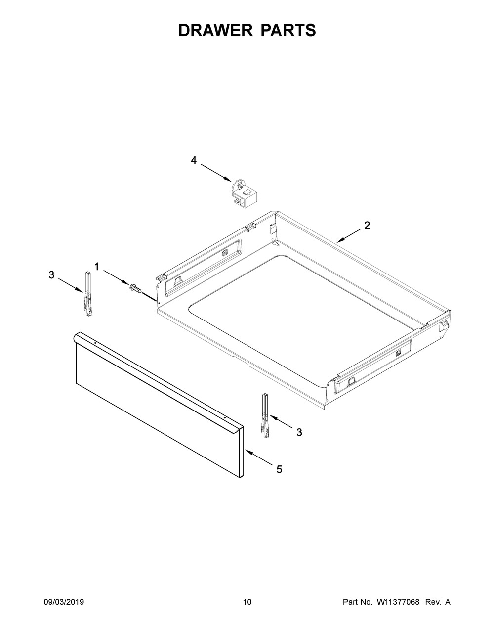 Drawer Parts Diagram and Parts List for YACR4303MFS4  Maytag Range