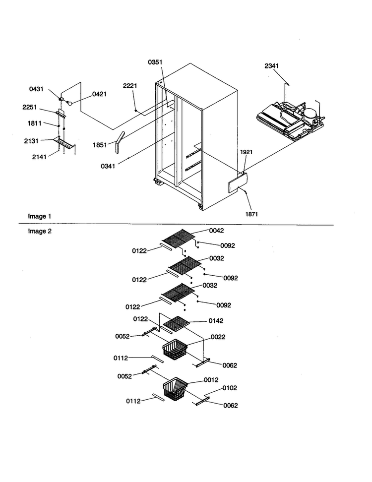 Freezer Shelves/lights Diagram and Parts List for SB21VPSE-P1315603WE  Amana Refrigerator