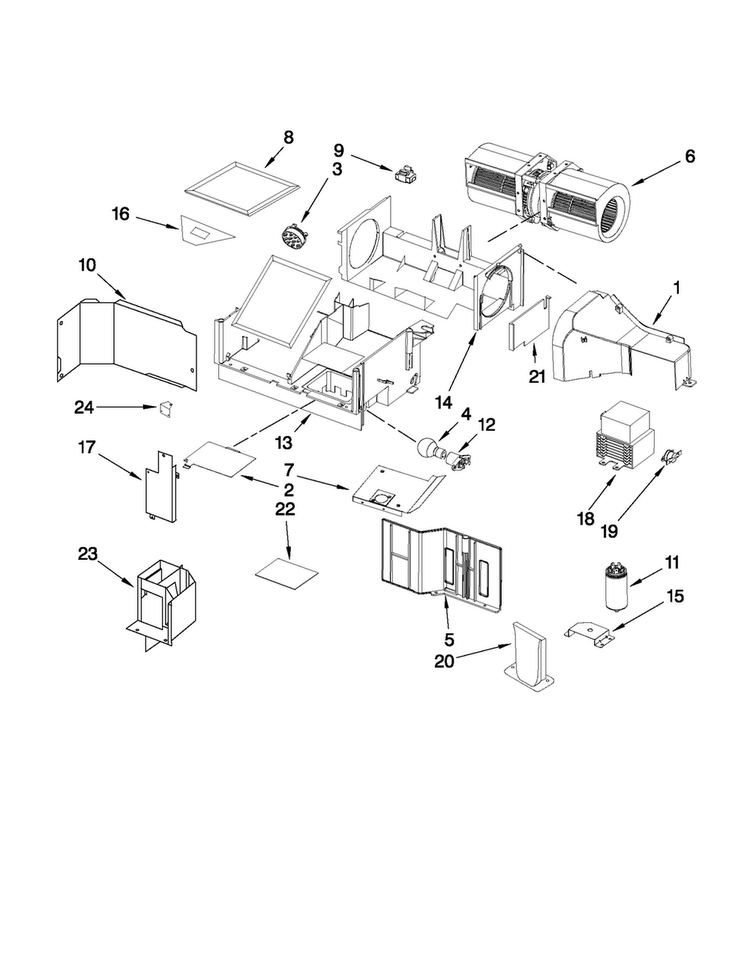 Air Flow Parts Diagram and Parts List for MMV6186WB0  Maytag Microwave