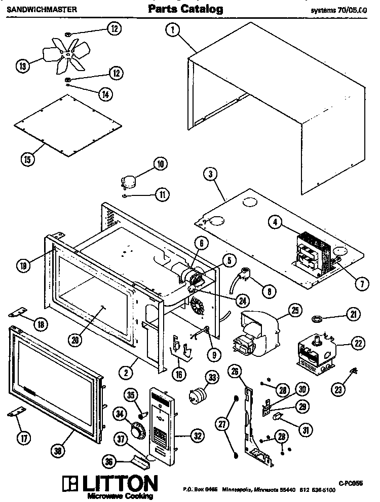 Section 2 Diagram and Parts List for 70 0502 Amana Microwave