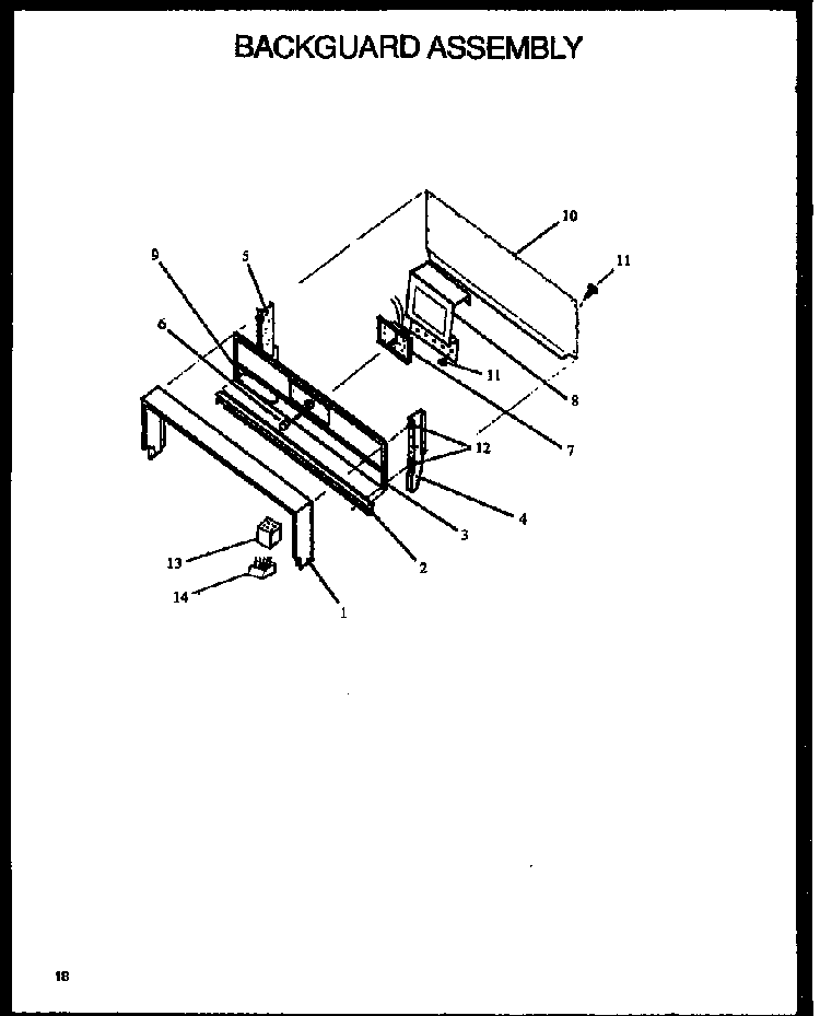 Backguard Assembly Diagram and Parts List for SBE22AX P1142412NL Amana Range