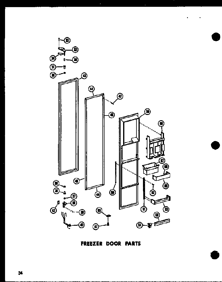 Freezer Door Parts Diagram and Parts List for SRN22N-C-P60230-64WC  Amana Refrigerator