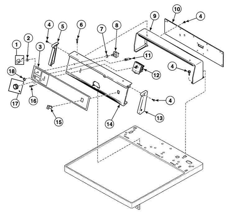 Control Panel Diagram and Parts List for SDG809LF  Speed Queen Dryer