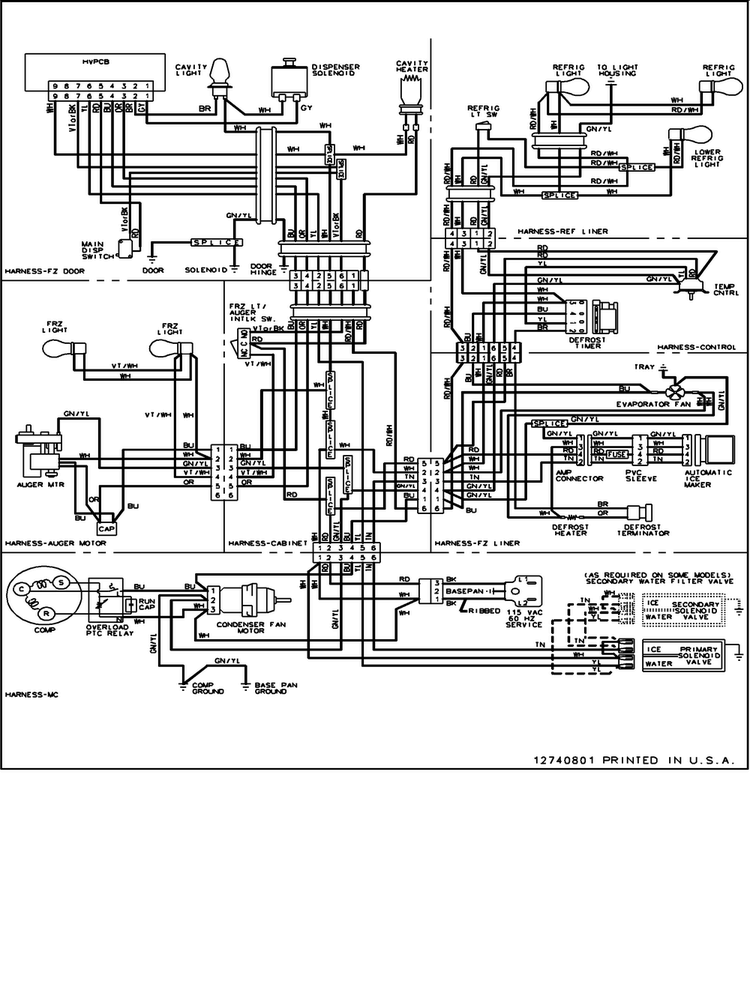 Wiring Information Diagram and Parts List for ARS2661BC-PARS2661BB0  Amana Refrigerator