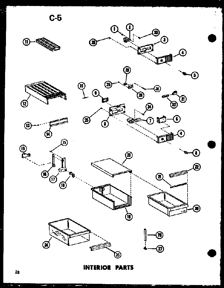 Interior Parts Diagram and Parts List for TC18F-G-P75288-5WG  Amana Refrigerator