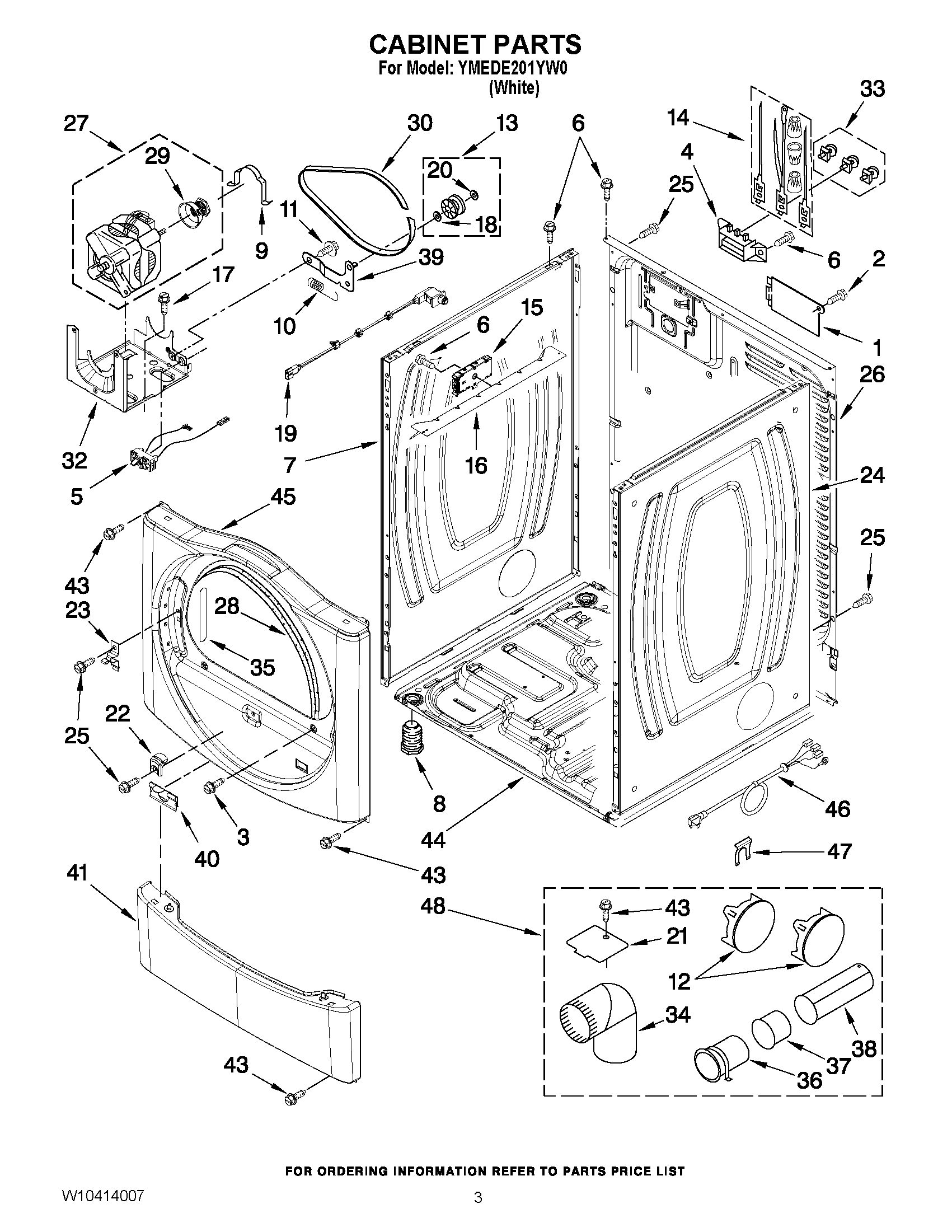 02 - CABINET PARTS Diagram and Parts List for YMEDE201YW0  Maytag Dryer