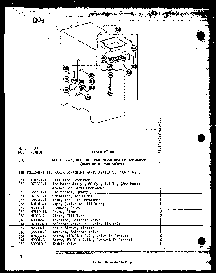 Section 5 Diagram and Parts List for ESUF16C P60345-81W Amana Freezer