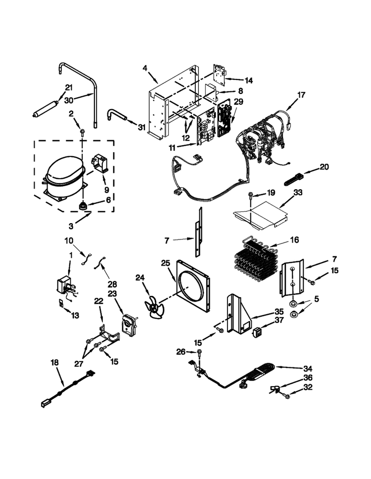 Upper Unit Parts Diagram and Parts List for JS42SEDUDW20  Jenn-Air Refrigerator