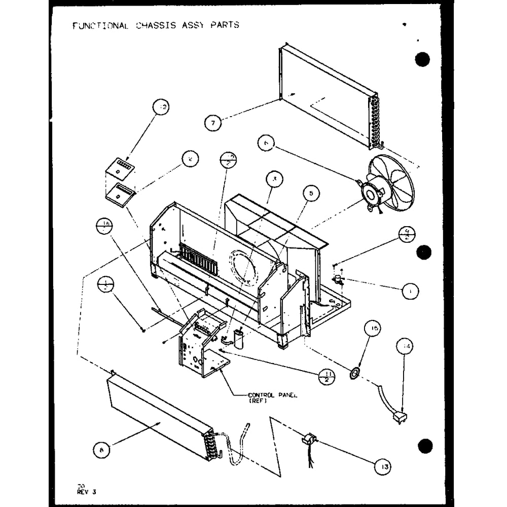 Functional Chassis Assy Parts 2 Diagram and Parts List for PTH12400ER P9872129R Amana Air Conditioner