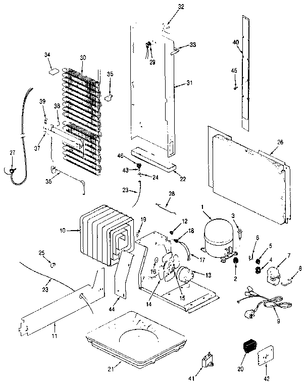 Unit Compartment & System Diagram and Parts List for JRS203B MBQ01A Jenn-Air Refrigerator