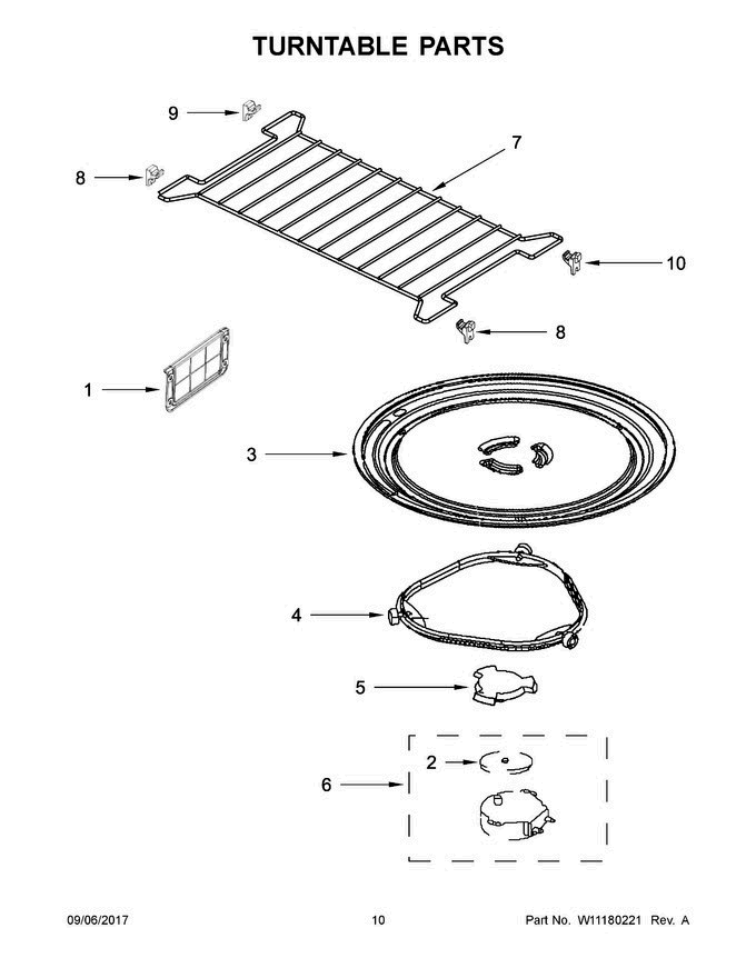 06 - Turntable Parts Diagram and Parts List for AMV6507RGS0  Amana Microwave Oven Combo