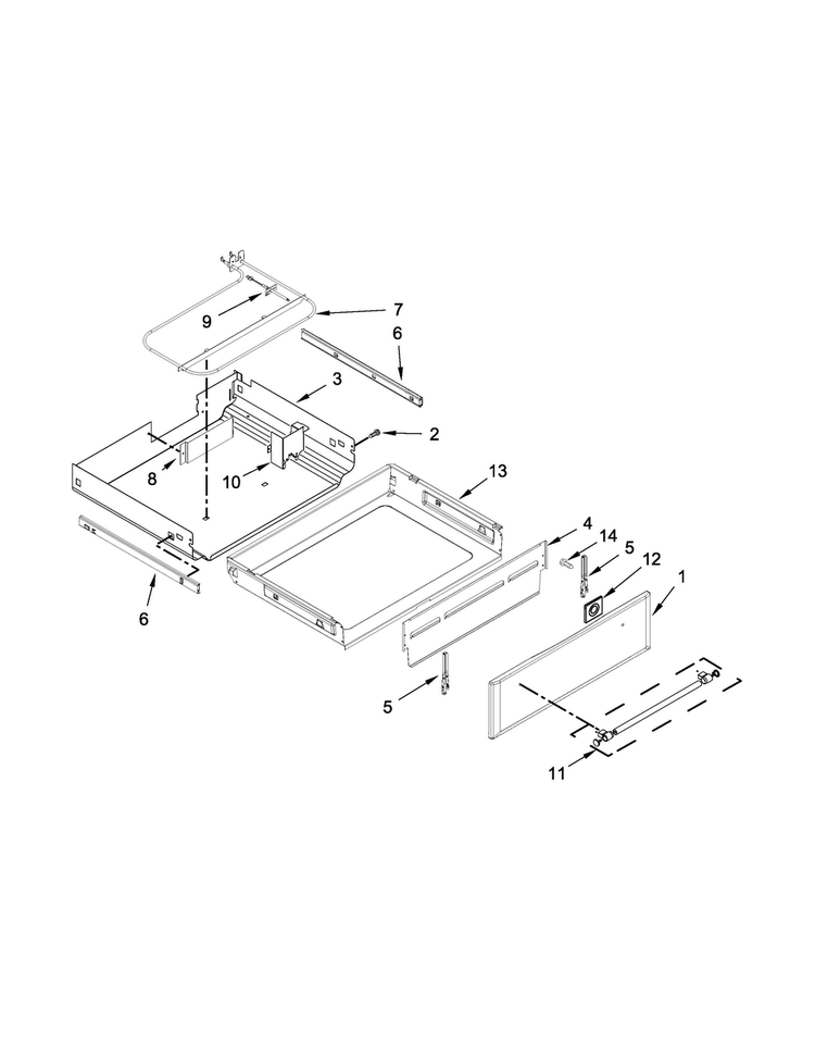 Drawer Parts Diagram and Parts List for MER8850DS1  Maytag Range
