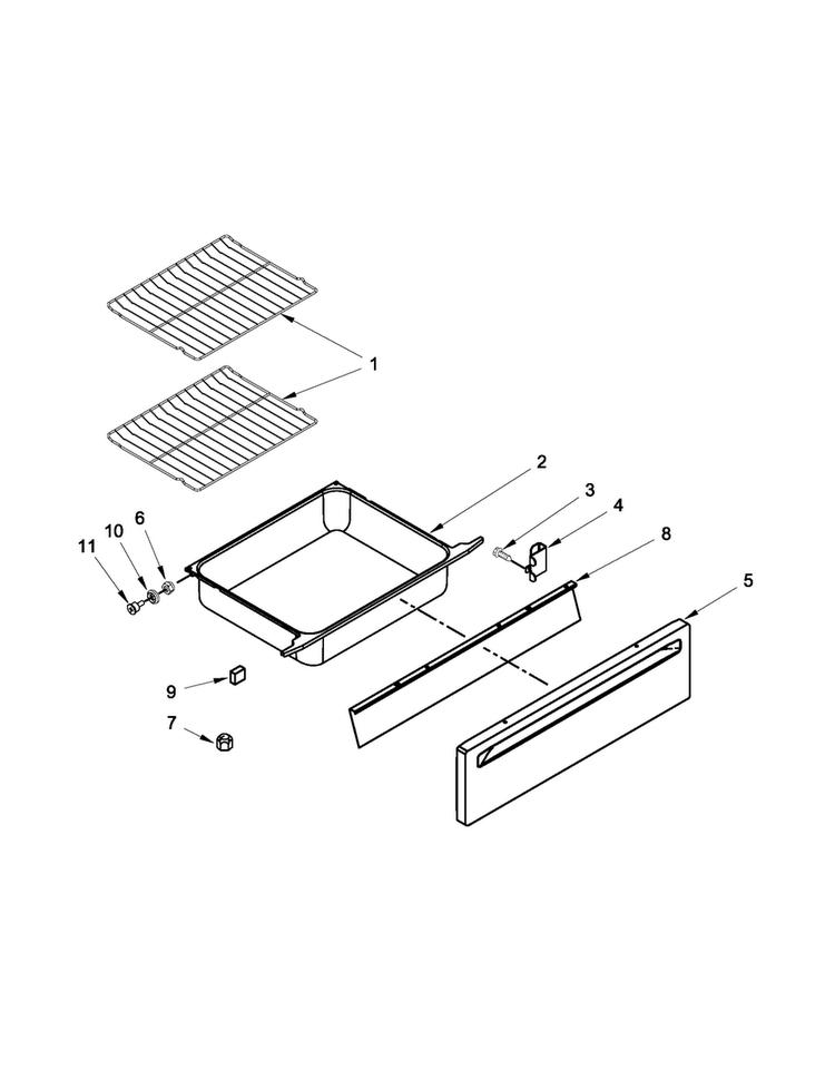Drawer And Rack Parts Diagram and Parts List for MES5752BAB16  Maytag Range