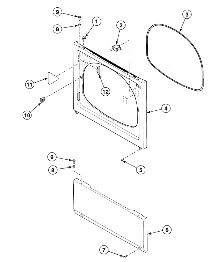 Front Panel Diagram and Parts List for SDEZ07QF1500  Speed Queen Dryer