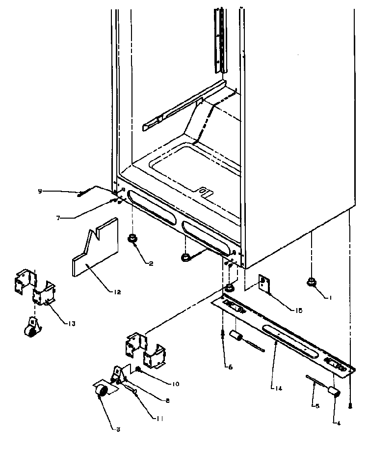 Cabinet Bottom Diagram and Parts List for TG18R2-P1181701WW  Amana Refrigerator