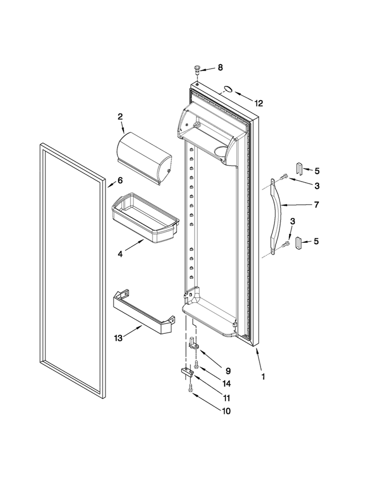 Refrigerator Door Parts Diagram and Parts List for CS22CFXTT02  Crosley Refrigerator