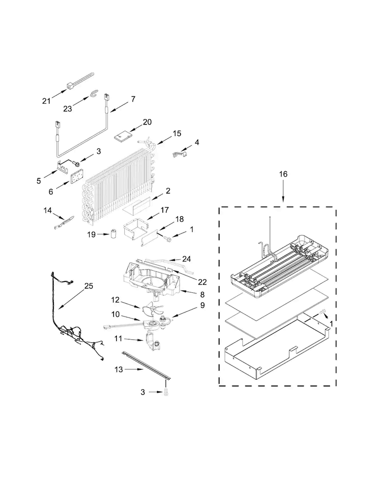 Lower Unit And Tube Parts Diagram and Parts List for JF42NXFXDE00  Jenn-Air Refrigerator