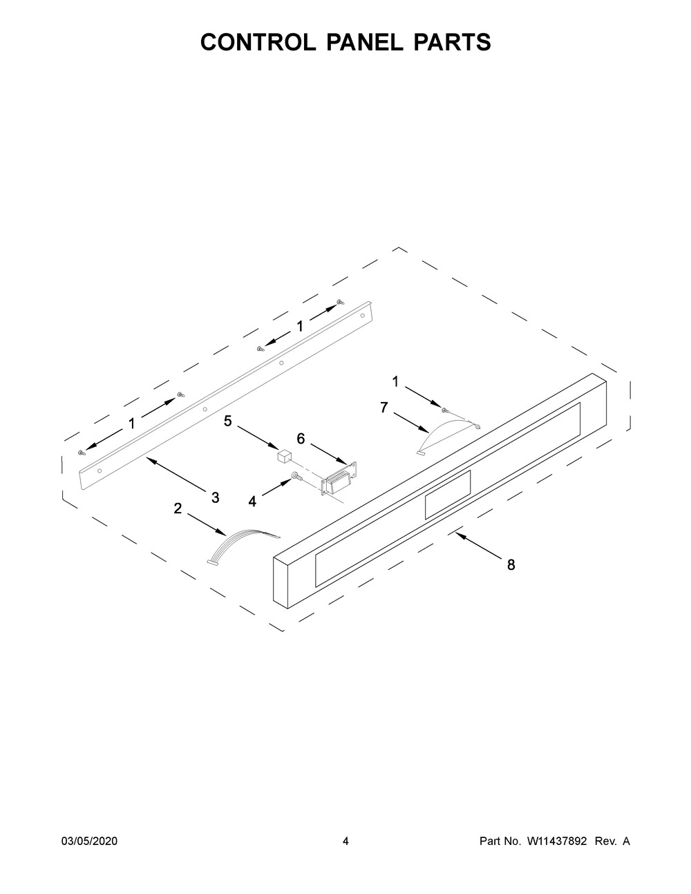 Control Panel Parts Diagram and Parts List for JMDFS24JL00  Maytag Wall Oven