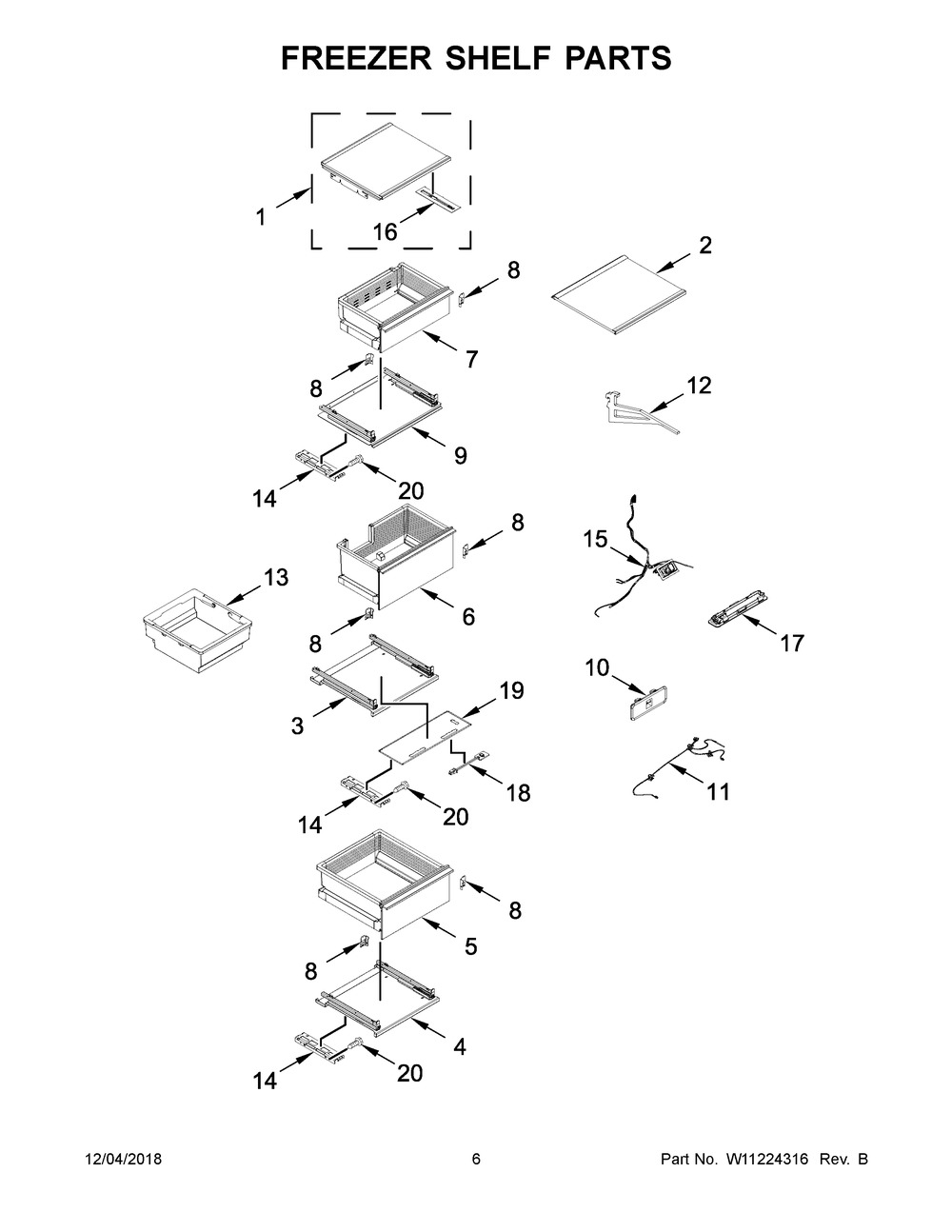 Freezer Shelf Parts Diagram and Parts List for JBZFR30IGX00  Maytag Freezer