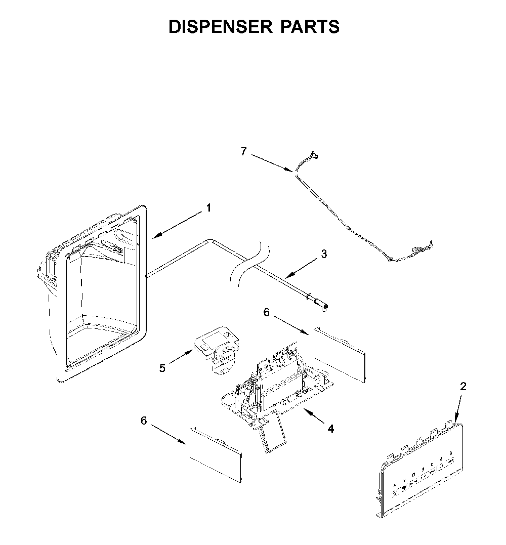 Dispenser Parts Diagram and Parts List for 1064650042714  Kenmore Refrigerator