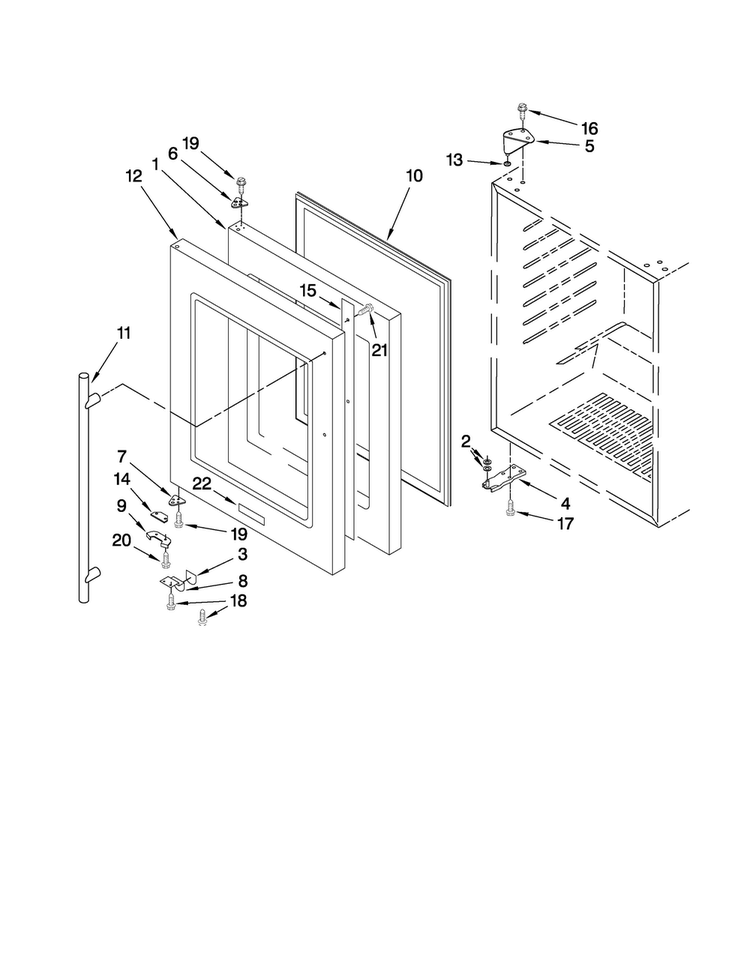 Door Parts Diagram and Parts List for JUB248LBRB01  Jenn-Air Wine and Beverage Cooler