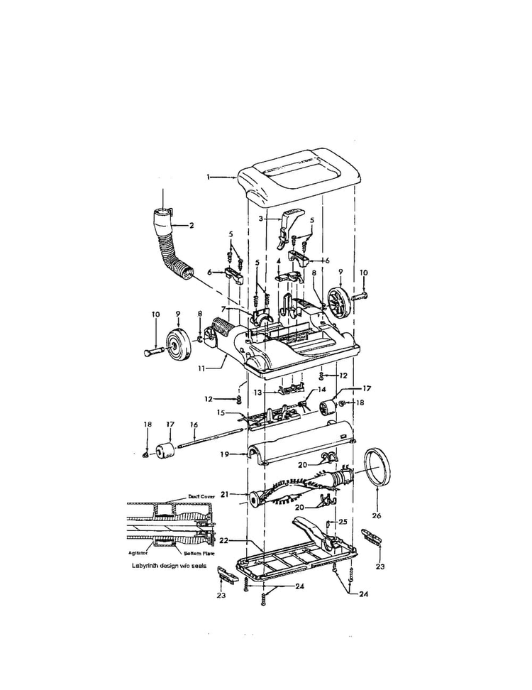Hood Assembly Diagram and Parts List for U5395-970  Hoover Upright Vacuum