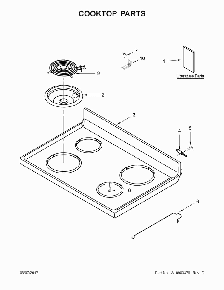 Cooktop Parts Diagram and Parts List for ACR4503SFW0  Amana Range