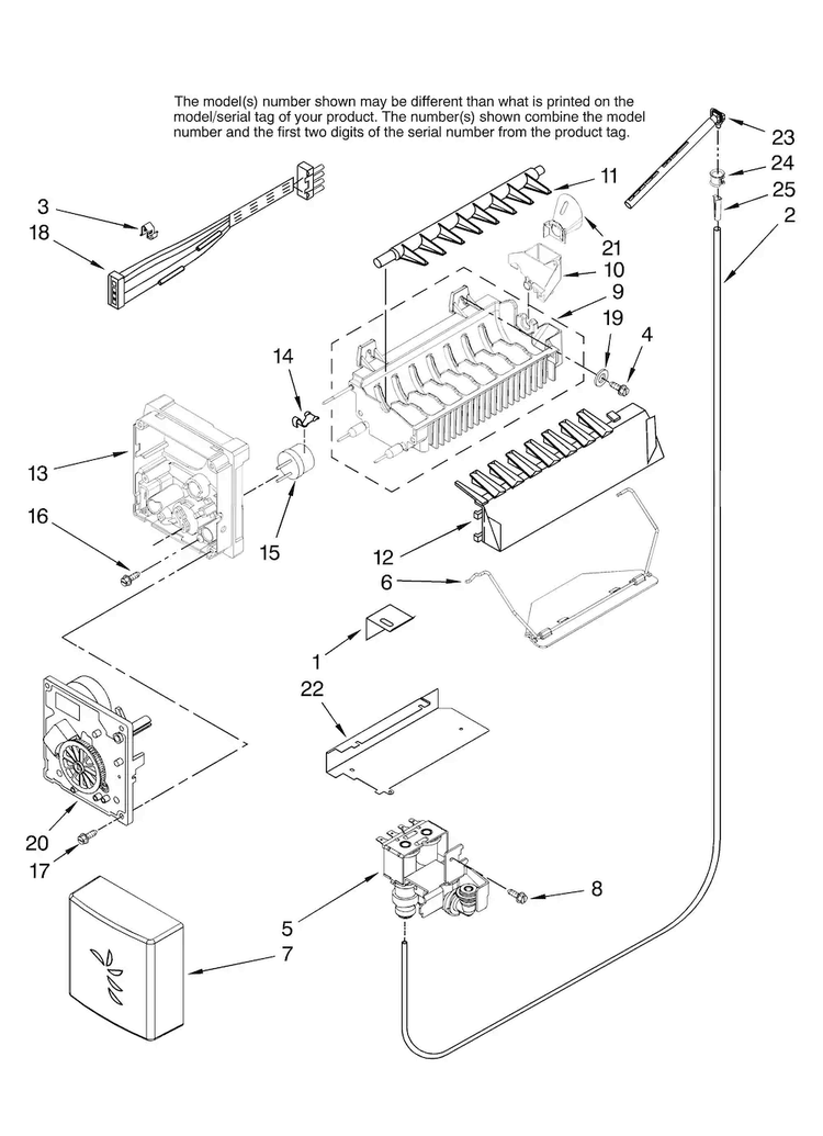Icemaker Parts Diagram and Parts List for AC2224GEKS13  Amana Refrigerator