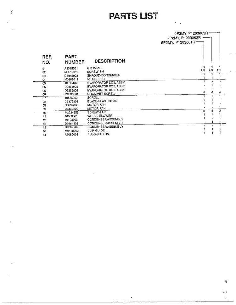 Evaporator, Condenser And Air Flow Page 2 Diagram and Parts List for 5794  Amana Air Conditioner