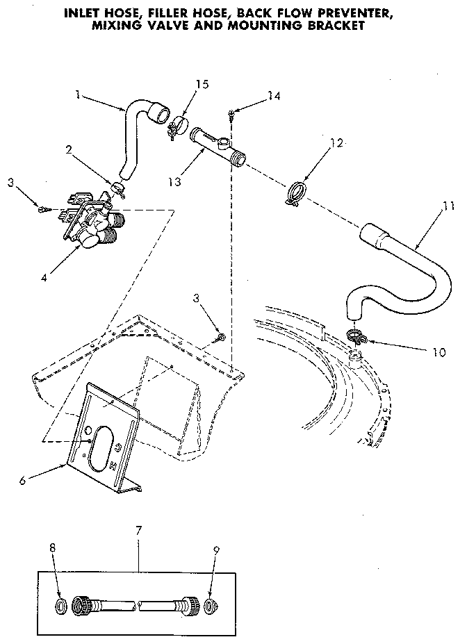 Water System Diagram and Parts List for NA4821W33731  Speed Queen Washer
